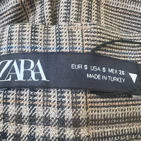 Zara tan and black plaid dress pants. Small - Picture 2 of 4